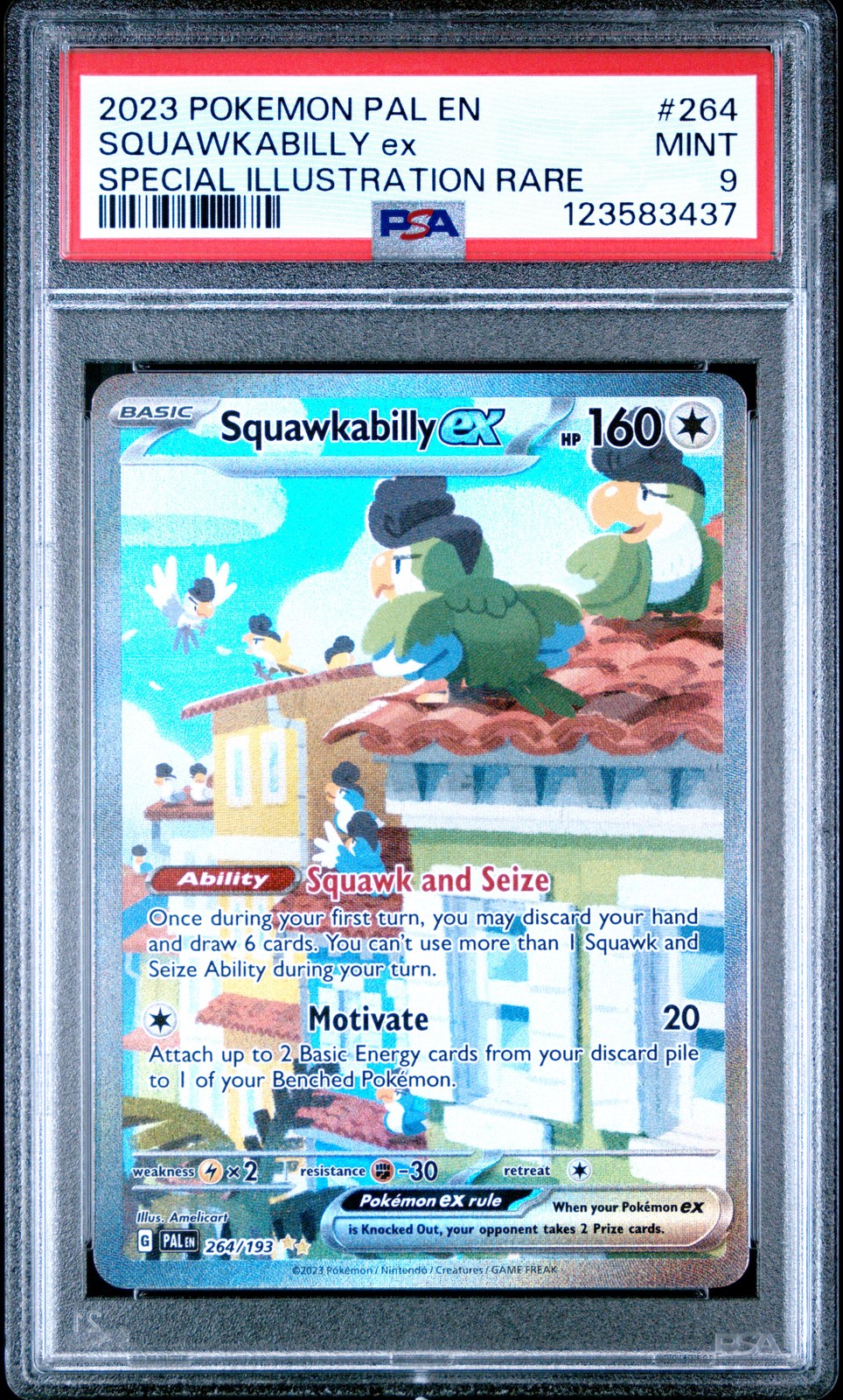 2023 POKEMON PAL EN-PALDEA EVOLVED #264 SQUAWKABILLY EX PSA 9