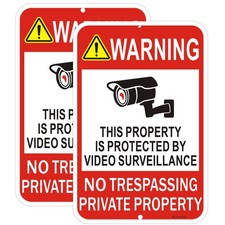 2-Pack Private Property No Trespassing Sign, video surveillance signs outdoor...