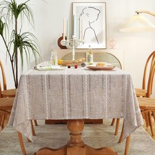 60 x 84 inches Farmhouse Style Linen tablecloths, Wrinkle Resistant Washable ...