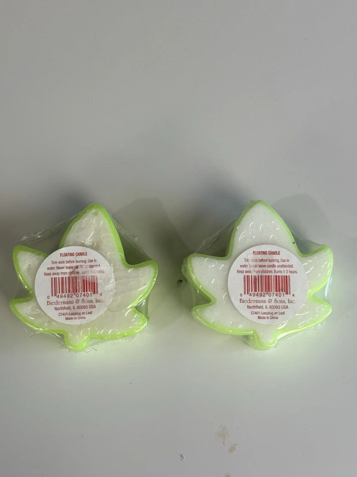 Vintage Biedermann & Sons Ladybug On Leaf Wax Floating Candle Lot Of 2 New - Image 2 of 3