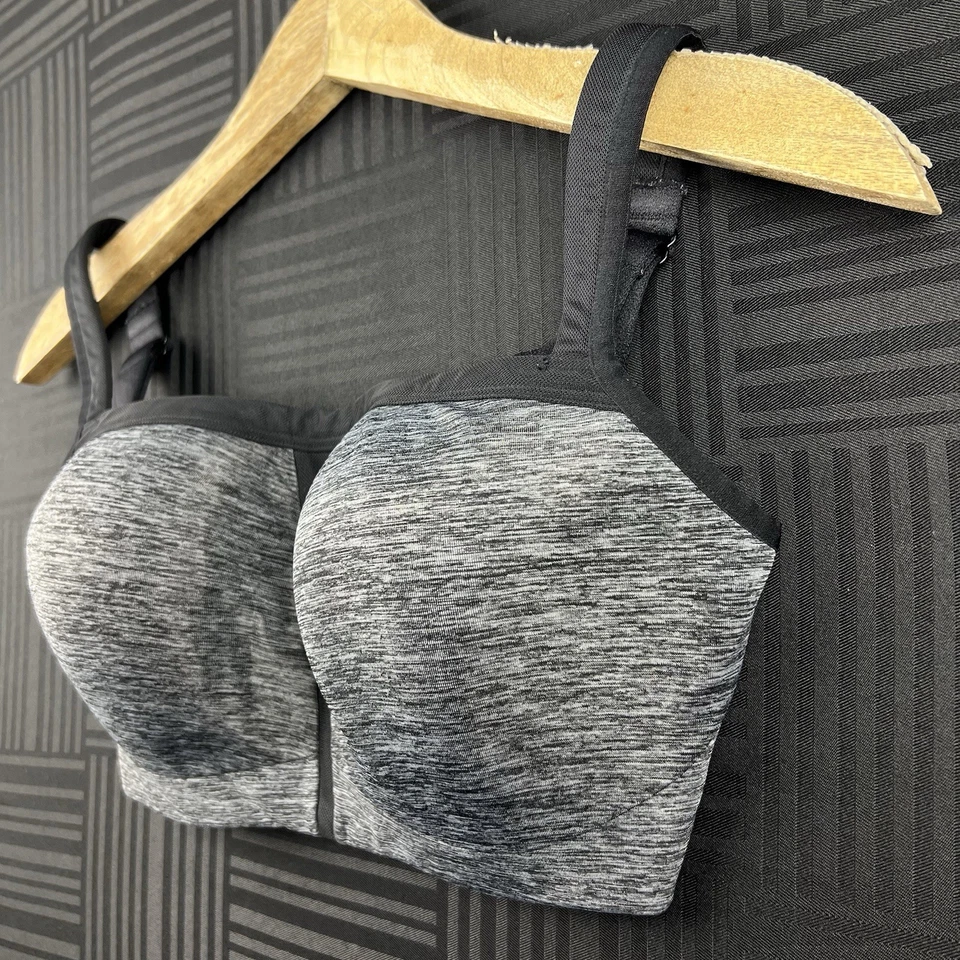 Sutiã esportivo Le Mystere feminino 32G cinza preto alto impacto suporte máximo com aro - Imagem 2 de 4