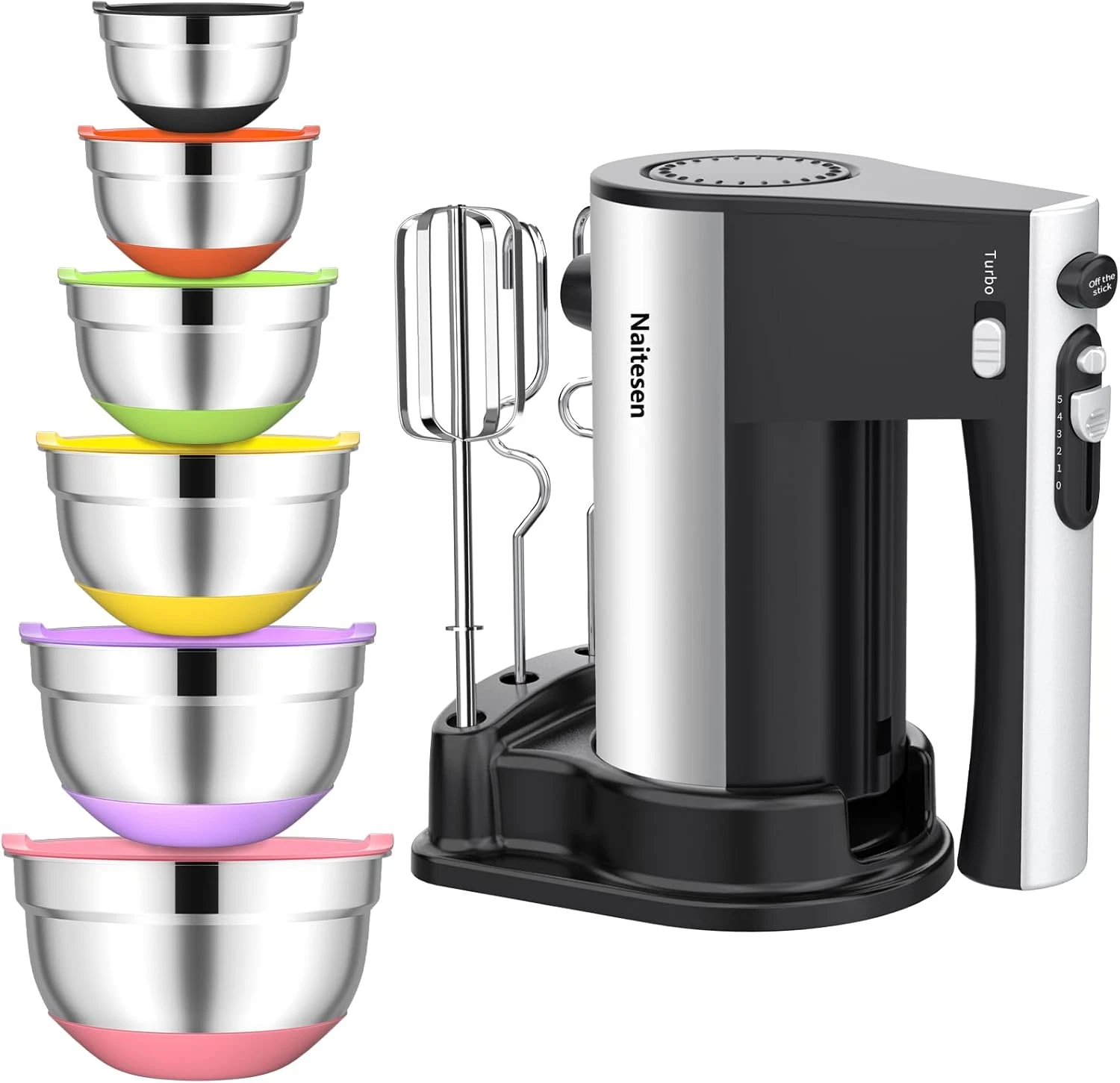 600W Electric Hand Mixer with 6 Nesting Bowls & Airtight Lids Set
Opens in a new window or tab