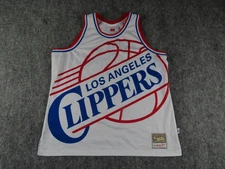 Los Angeles Clippers Jersey Mens 2XL White Mitchell & Ness Hardwood Classics NBA