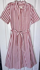 New Sezane Midi Red Stripe Shirtdress38 M Medium