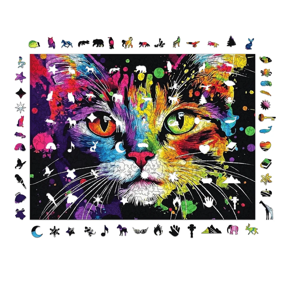 Bunte Katze | Holz Puzzle - MagicHolz | 1000 Teile - Bild 2 von 4