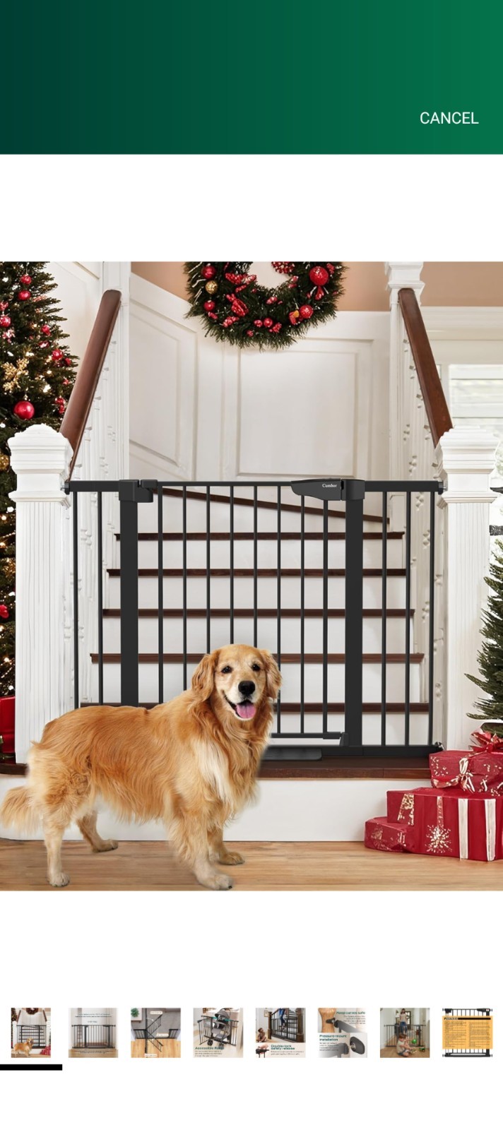 Cumbor 29.7-46" Baby Gate for Stairs, Auto Close Gate,Easy Install - Black