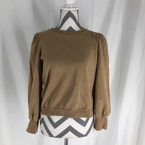 Mod Ref Sweatshirt Crop Brown Terry Cloth balloon sleeves Medium