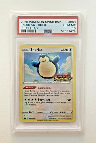 Pokemon Card Snorlax Prerelease Holo SWSH068 Vivid Voltage ENG Gem Mint PSA 10