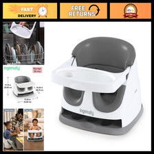 2-in-1 Baby Booster Feeding  Floor Seat with Self-Storing Tray - Slate Color