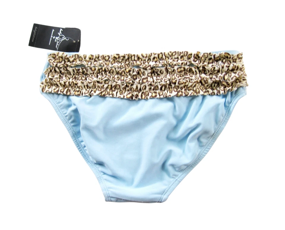 X172 Baby Phat NUEVO Parte inferior de bikini de natación azul claro con volantes traseros estampado de animales para niñas Foto 4 de 4