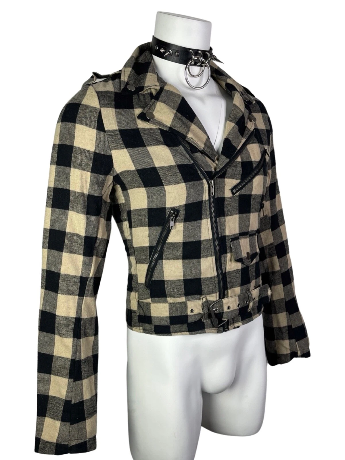TRIPP FLANNEL GRUNGE ROCKABILLY MOTORCYCLE EMO ROCK MOTO BIKER PUNK COAT JACKET - product detail image 7