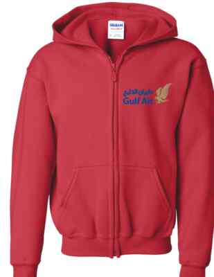 Gulf Air Logo Full Zip Hoodie Kingdom Bahrain Airline Muharraq Hooded Sweatshirt