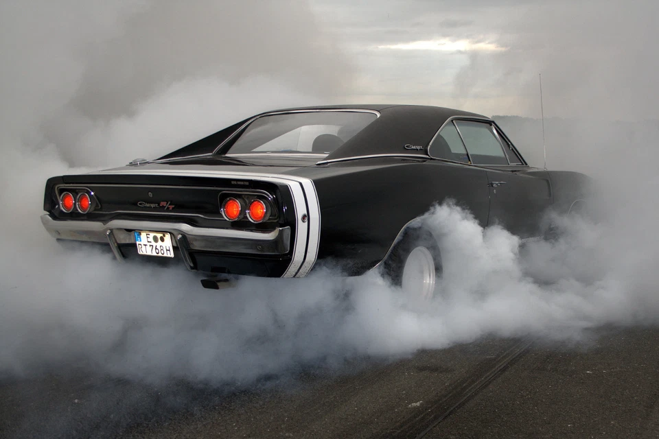 1968 DODGE CHARGER BURNOUT CLASSIC CAR POSTER PRINT 16x24 9MIL PAPER