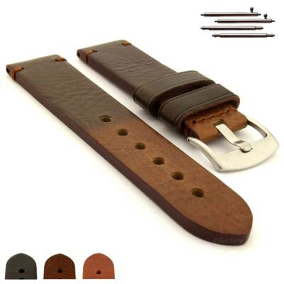 Herren Echt Leder Uhrenarmband Band 18 20 22 24 26 28 SS. Schnalle Maracana MM