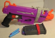 NERF Fortnite SMG-E Purple Blaster Motorized Blaster With 6-Dart Clip  Ammo GUC