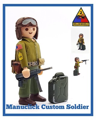 PLAYMOBIL custom WW2 SOLDADO EJERCITO USA TANQUISTA SEGUNDA GUERRA ...