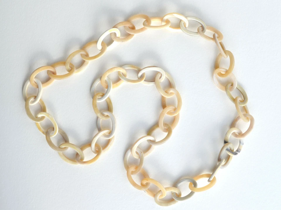 camilieri Horn Büffelhorn Halskette Kette natur beige creme matt Hornkette NEU - Bild 2 von 3