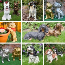 Dog Garden Ornament Pet Sculptures Dogs Figurines Bulldog Spaniel Dachshund Gift