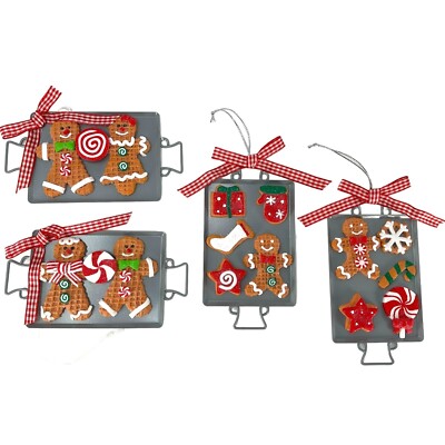Clay Dough Gingerbread Man & Holiday Cookies on Tray Ornament CHOOSE YOUR STYLE