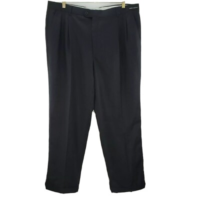 Enrico Rossini Mens Dress Pant Navy Blue Pinstripe Wrinkle Resist Size 40x30 New
