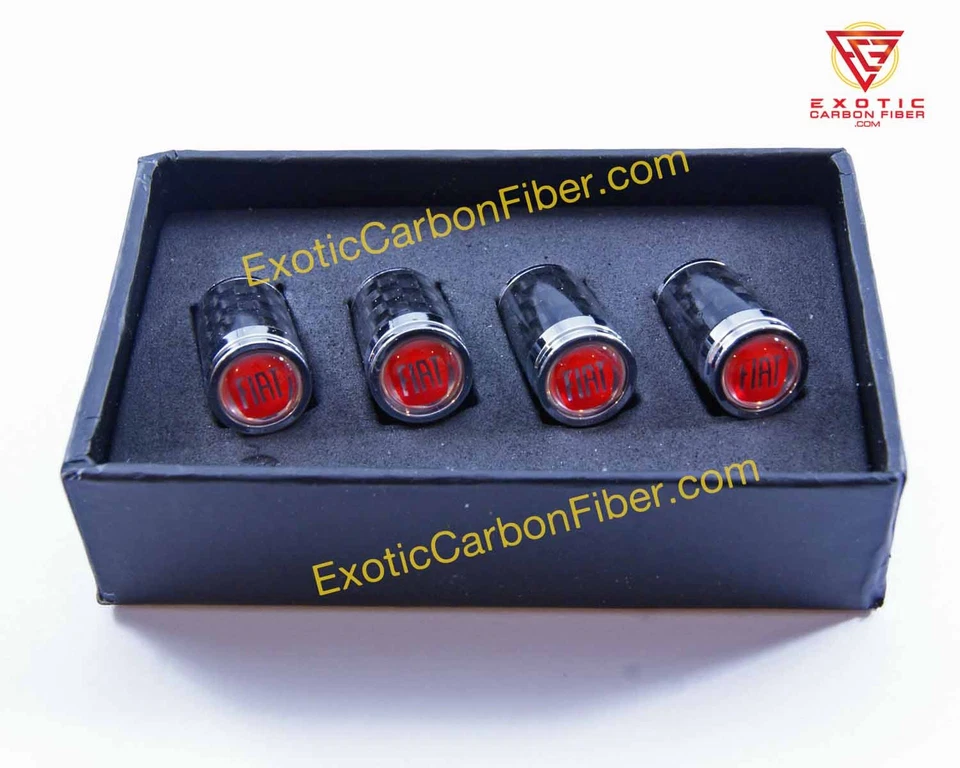 Белые пробные колпачки на клапаны/штоки шин из углеродного волокна Fiat красные Bkgrd - Изображение 2 из 3