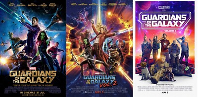 Guardians of the Galaxy Vol. 1-3 Movie Poster set Drax Gamora