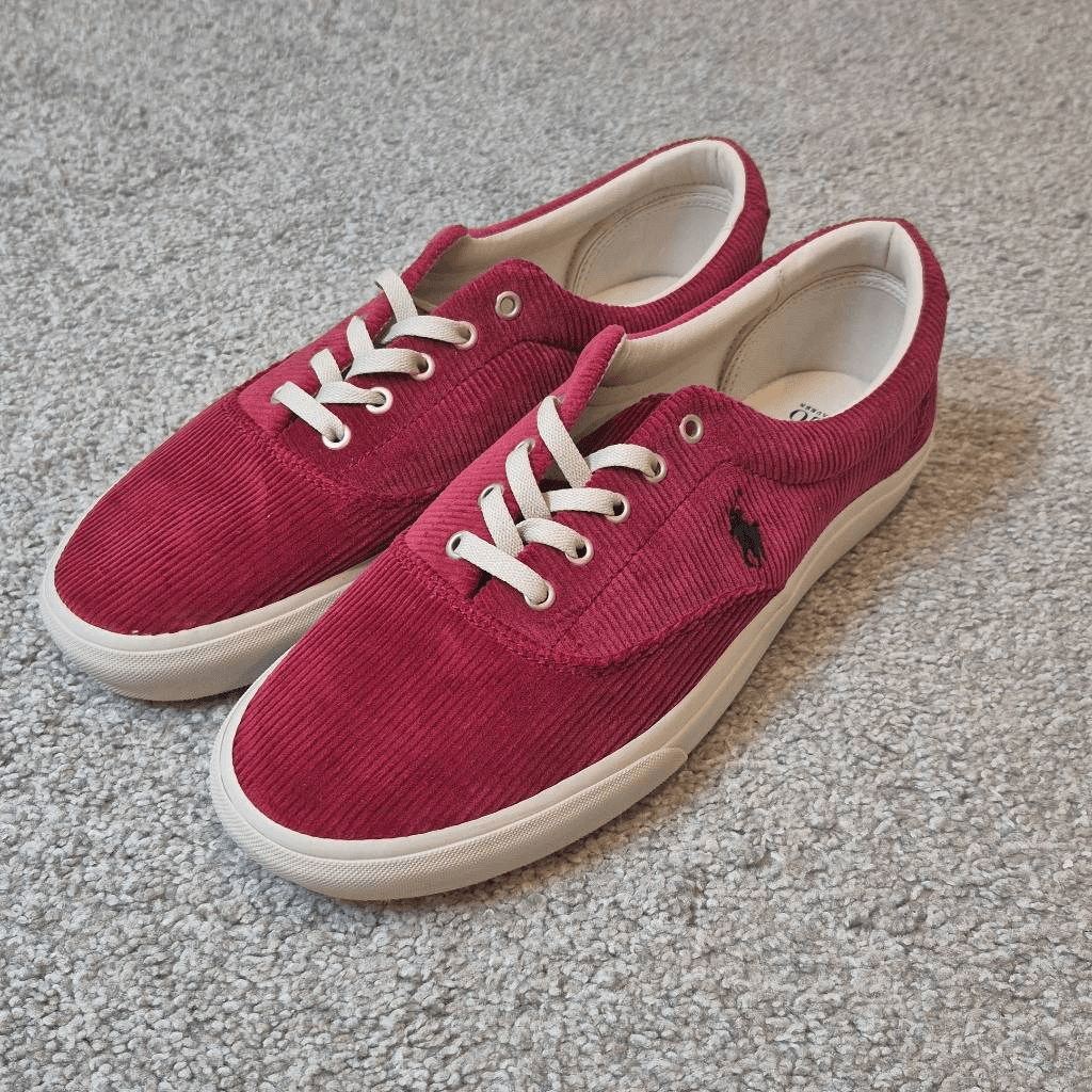 Sneakers Ralph Lauren Polo Keaton Pony in velluto a coste rosso taglia 13
