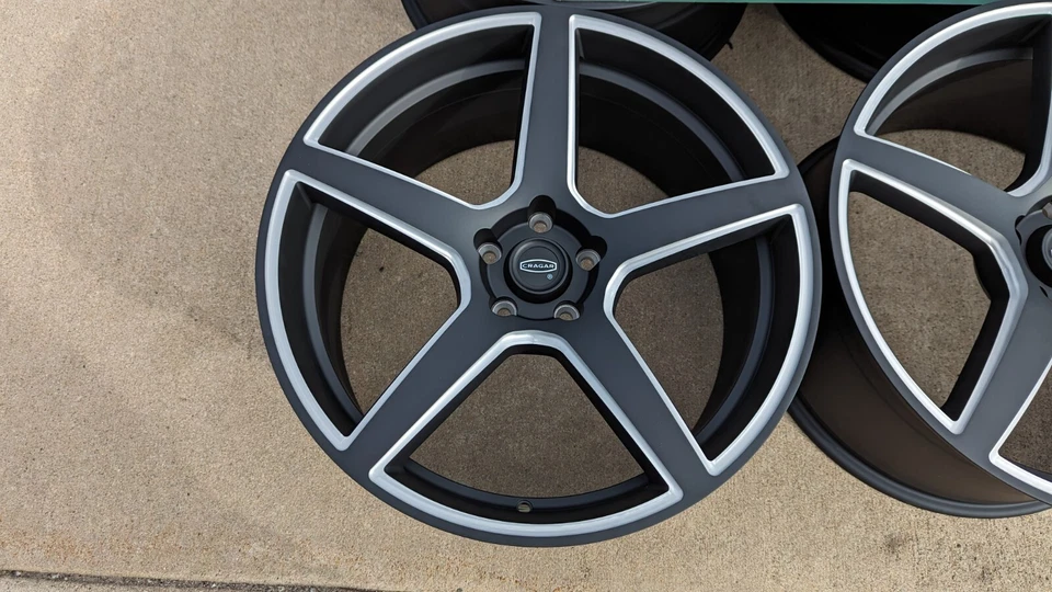 20" staggered Cragar Mustang custom wheels NEW Matte black with milled 5x114.3 - Image 2 of 3