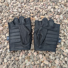 Black Deer Leather Fingerless Biker Or Driving Gloves With Gel Palms Small