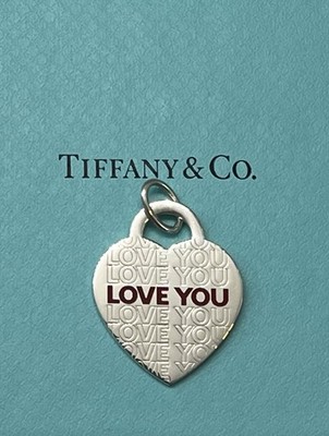 Tiffany & Co.Red Enamel I love you  Large Charm SS925 Authentic
