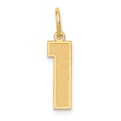 14k Yellow Gold Number 1 Pendant Charm Unisex Bold Numeric Leadership Symbol
