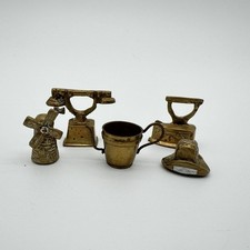Lot of 7 Vintage Miniature Solid Brass Dollhouse Furniture Figurines India