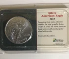 American Eagle 1 Oz Silver 2002 BU in Littleton Coin Holder
