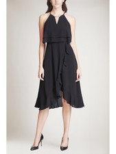 KENSIE DRESSES Womens Black Sleeveless Below The Knee Hi-Lo Dress 0