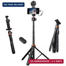 K F CONCEPT Auto Open 62'' Selfie Stick Tripod with Remote for Vlog