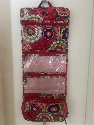 Quilted Pink Floral & Paisley Hanging Makeup Bag Travel Organizer