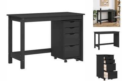 Schreibtisch- Und Rollschrank-Set MOSS 2-teilig Schwarz 112x50x75 Cm 4 Schublade