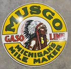 Vintage DSP Musgo Gasoline Porcelain Enamel Gas & Oil Sign 48x48".