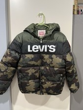 Levi's Kids Camouflage Puffer Jacket Hooded Zip Size L 12-13 Years