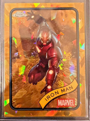 2025 Topps Chrome Sapphire Iron Man Gold Crystal 18/50 Marvel SP