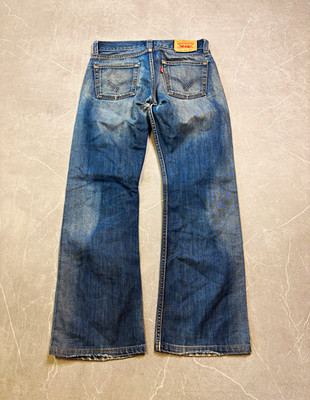 Levi's 512 Bootcut Jeans Herren blau W32/L34 Denim Knopfverschluss Logo