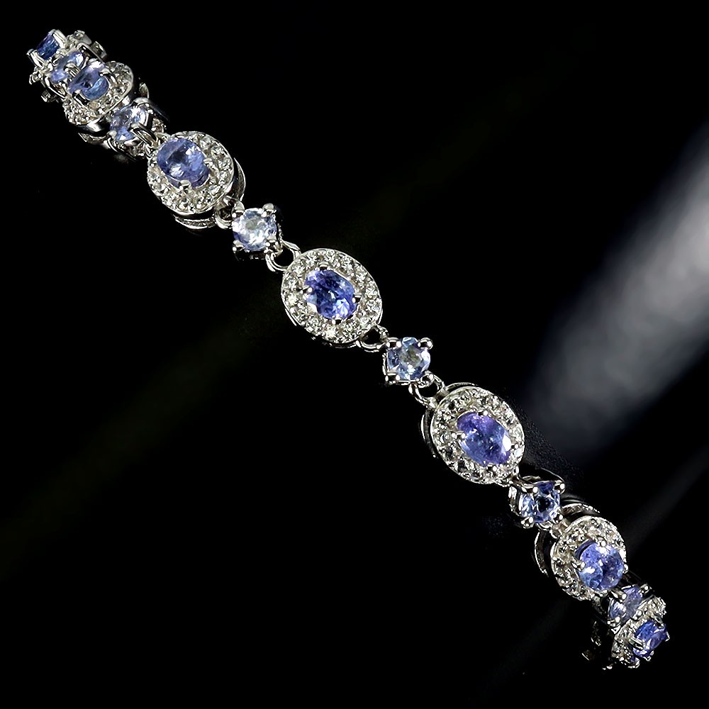 925 Sterling Silver Oval Tanzanite Bracelet 4x3mm 8 Inch Gemstone Jewelry