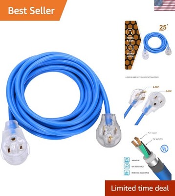 25FT All-Copper Welding Extension Cord with Adjustable Organizer - 50A Safety