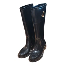 Jimmy Choo Women's Black Edith Rain Boots - EU 41/ US 11 *See Description*