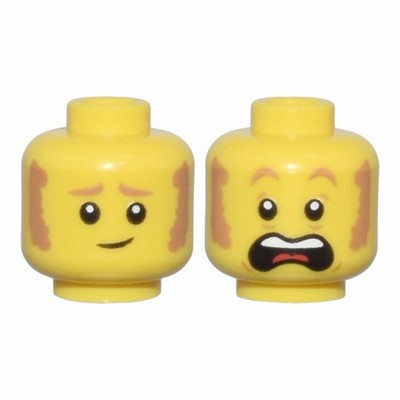 LEGO Worried Scared Face Head Minifigure Dual Sided Smile Expression