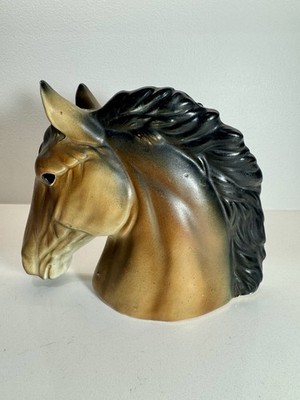 Vintage Bay Inarco Horse Head Ceramic Vase Planter E1180 Brown & Black