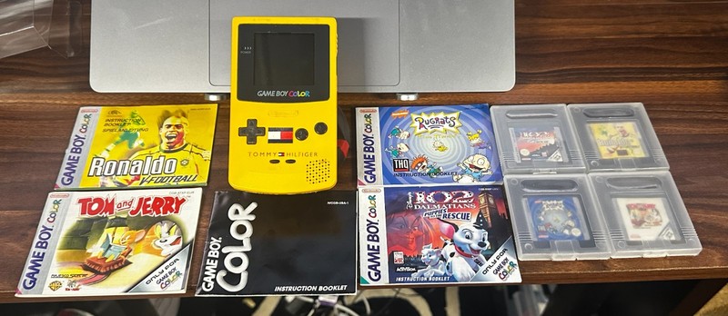 Rare Tommy Hilfiger Edition Nintendo Gameboy Color Console & 4 Games + Manuals!