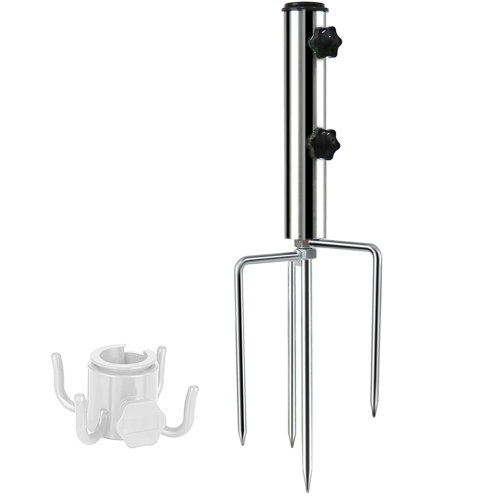 Support de parasol en métal réglable avec piquets d'ancrage amovibles