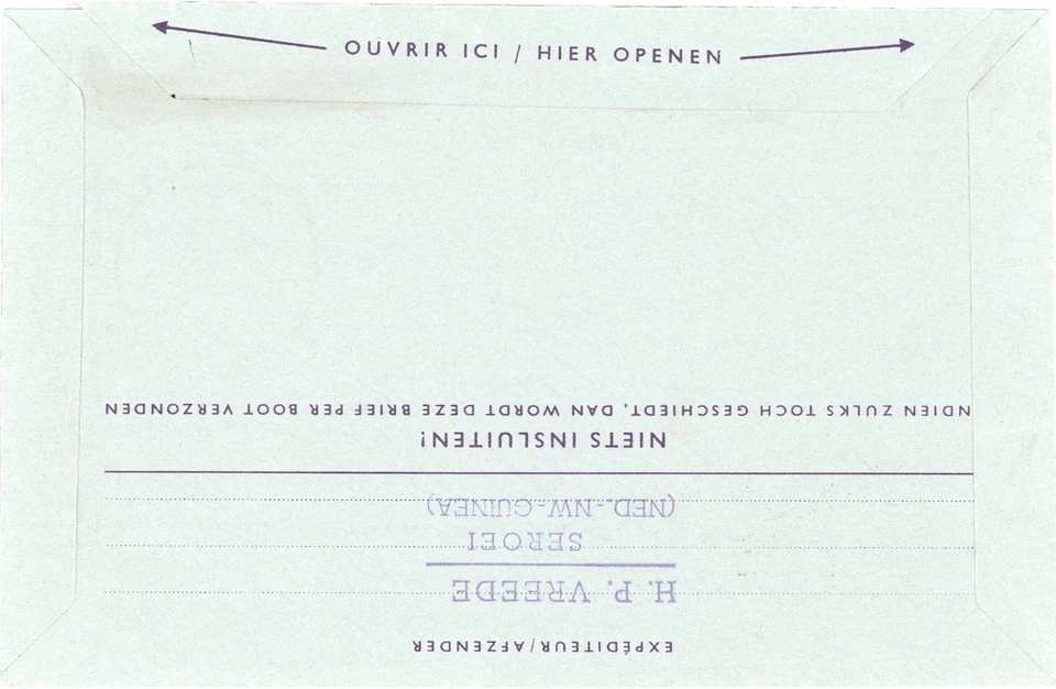 1962 Sorong Netherlands New Guinea Aerogramme to USA w/ Letter RE Manson - Image 2 of 3