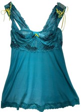 Coquette Womens Nightwear Babydoll Dress Sz X/L Aqua Blue Lace Lightweight